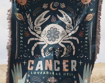 Cancer Blanket Zodiac Blanket Gifts For Cancer Baby Astrology Throw Blanket Astrology Gifts Cancer Throw Blanket Zodiac Woven Tapestry