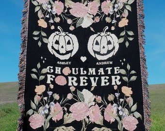 Personalizzato Ghoulmate Forever Coppia tessuta coperta spettrale zucca di Halloween regalo di nozze regali di anniversario di cotone per il marito regalo per la moglie