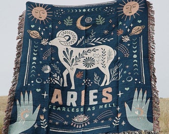 Aries Blanket Zodiac Blanket Gifts For Aries Baby Throw Blanket Astrology Gifts Aries Zodiac Gifts Throw Blanket Zodiac Woven Tapestry