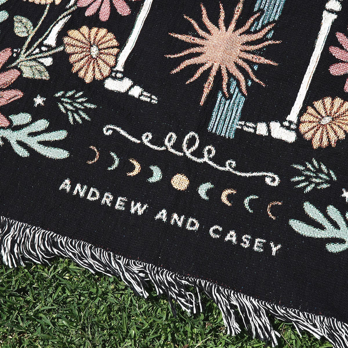 New Custom Couple Personalized Zodiac Skeleton Woven Blanket For Couples | Custom Astrology Couple Gifts Zodiac Couple Gifts With Skeletons