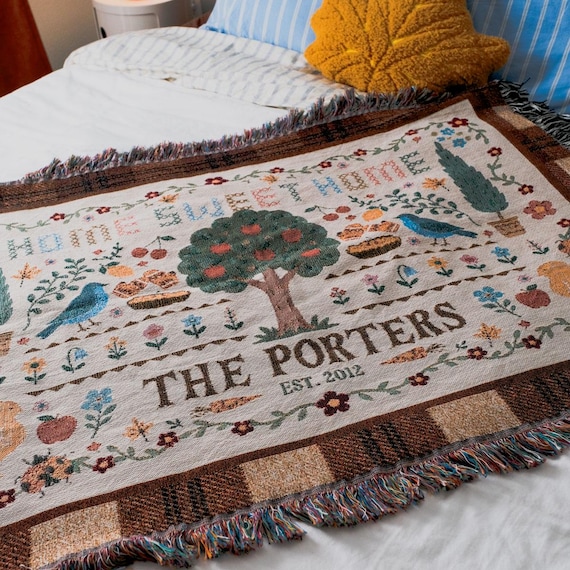 Personalized Fall Family Blanket, Custom Autumn Blanket, Cozy Family Throw, Thanksgiving Decor, Pumpkin Blanket, Fall Gift