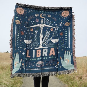 Libra Blanket Zodiac Blanket Gifts For Libra Baby Horoscope Throw Blanket Astrology Gifts Libra Throw Comfy Blanket Zodiac Tapestry image 2