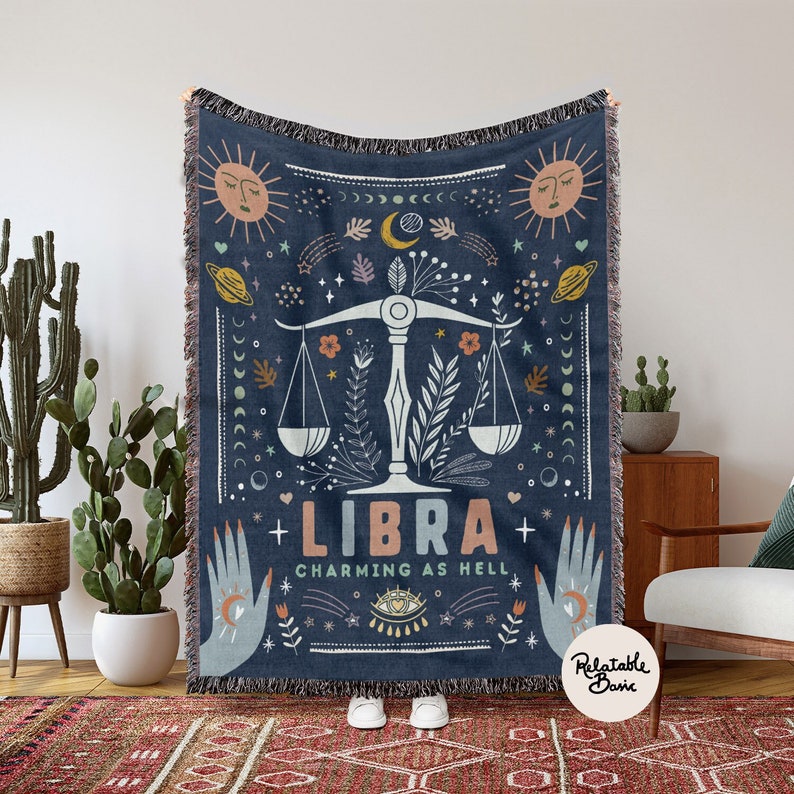 Libra Blanket Zodiac Blanket Gifts For Libra Baby Horoscope Throw Blanket Astrology Gifts Libra Throw Comfy Blanket Zodiac Tapestry image 3