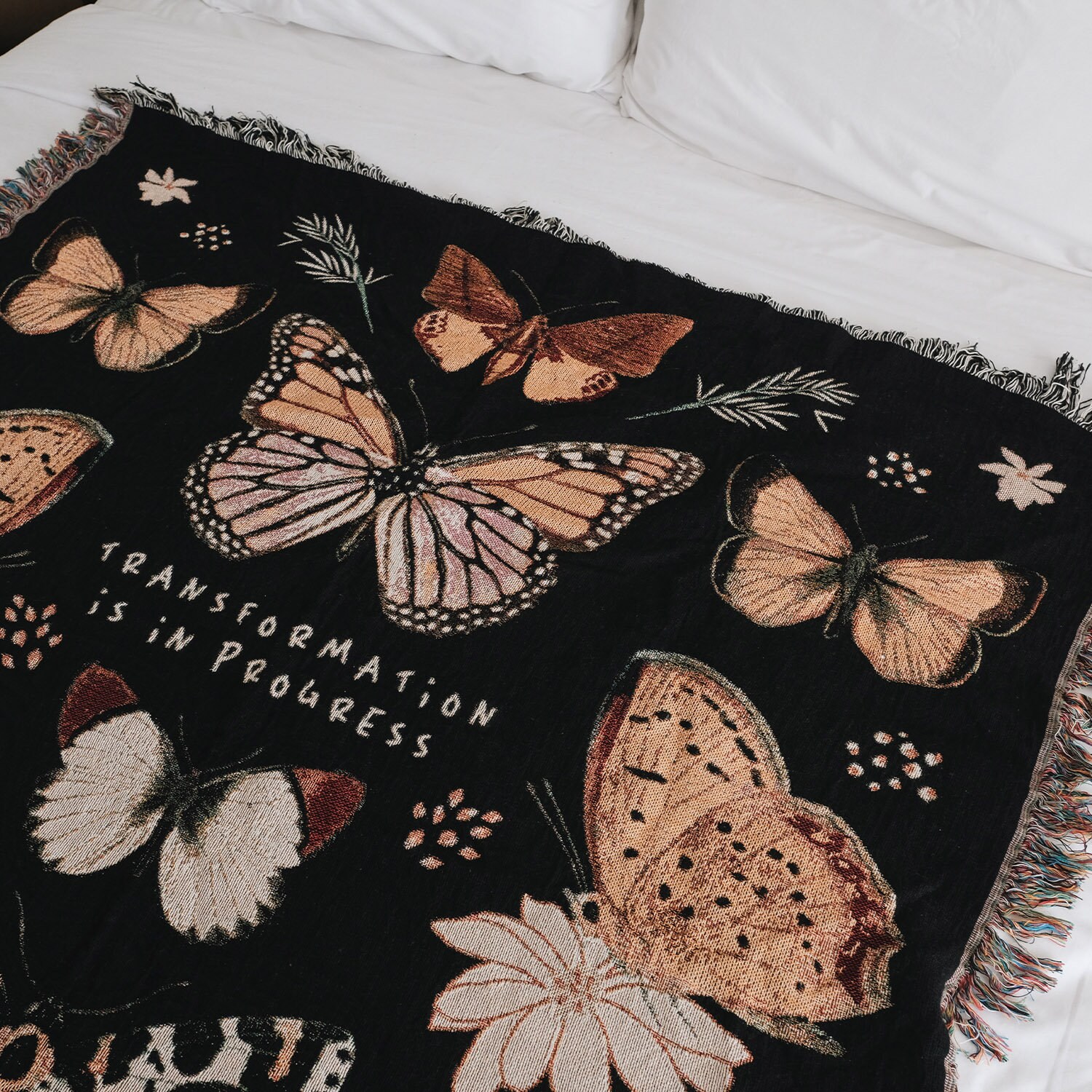 Butterfly woven throw blanket sale