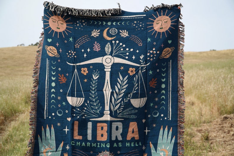 Libra Blanket Zodiac Blanket Gifts For Libra Baby Horoscope Throw Blanket Astrology Gifts Libra Throw Comfy Blanket Zodiac Tapestry image 4