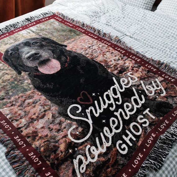 Personalized Pet Photo Woven Blanket – Custom Pet Portrait Throw