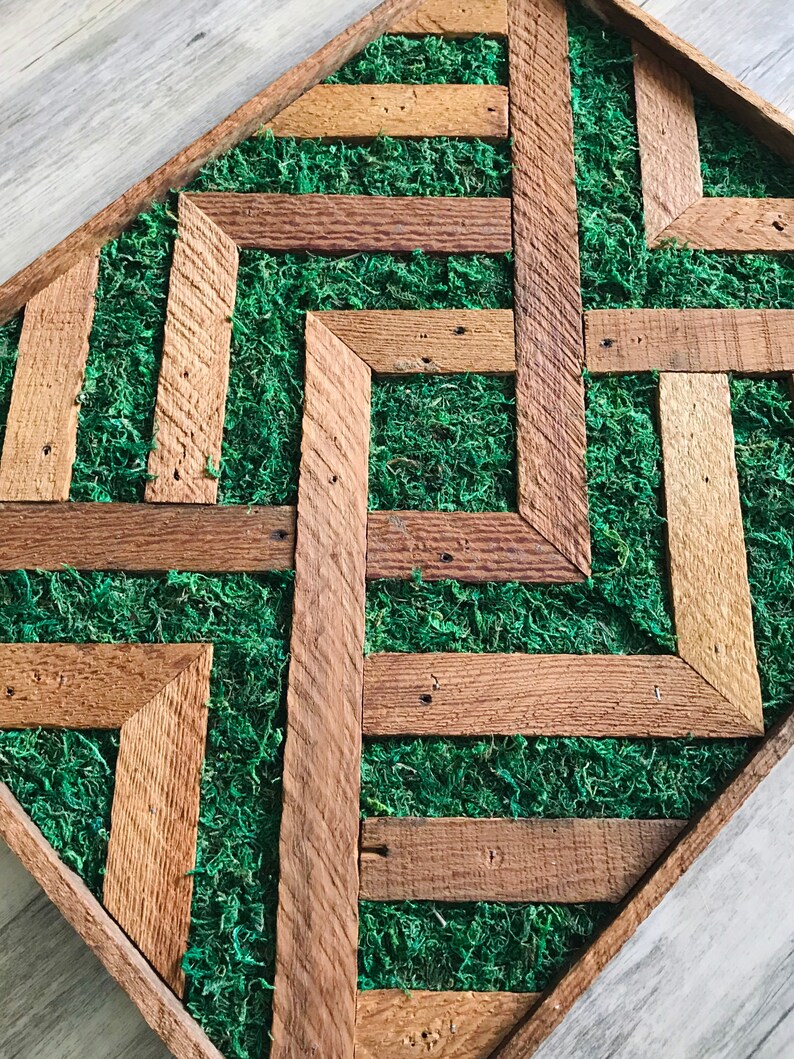 Reclaimed wood & preserved moss wall art Etsy