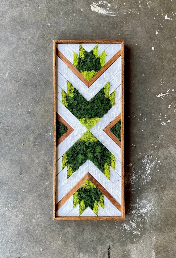 Boho Preserved Moss and Reclaimed Wood Wall Art - Etsy