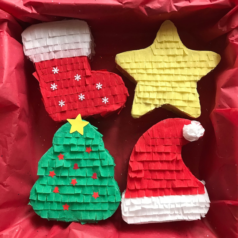 Mini Christmas Pinatas Set of 4 Stocking Christmas Tree Etsy