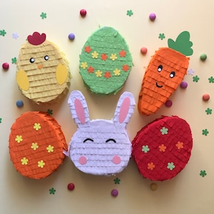 Mini Pinatas de Páscoa, Coelhinho, Cenoura, Frango, Lembrancinhas de Ovo de Páscoa