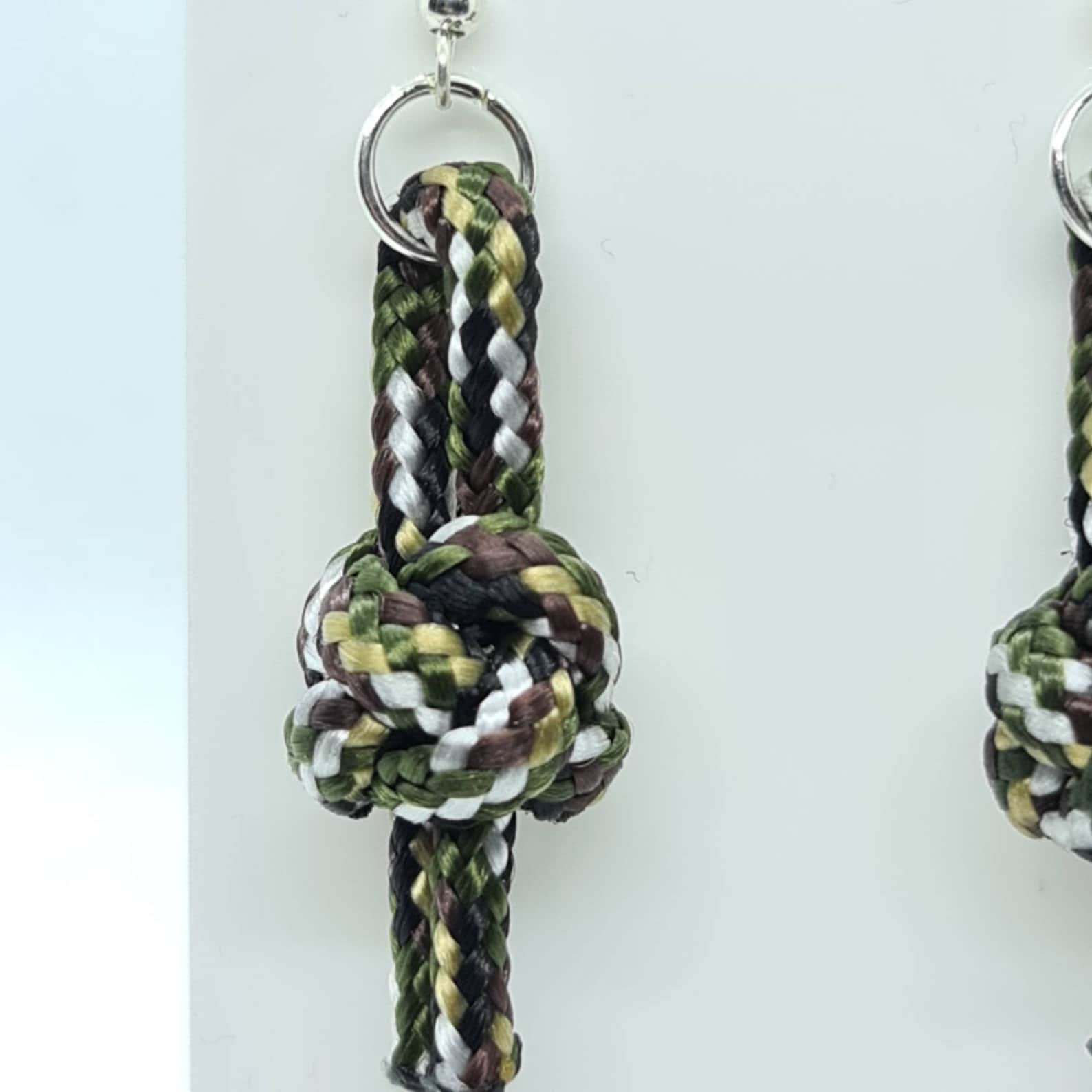Paracord diamond knot dangle drop earrings cammo camouflage Etsy