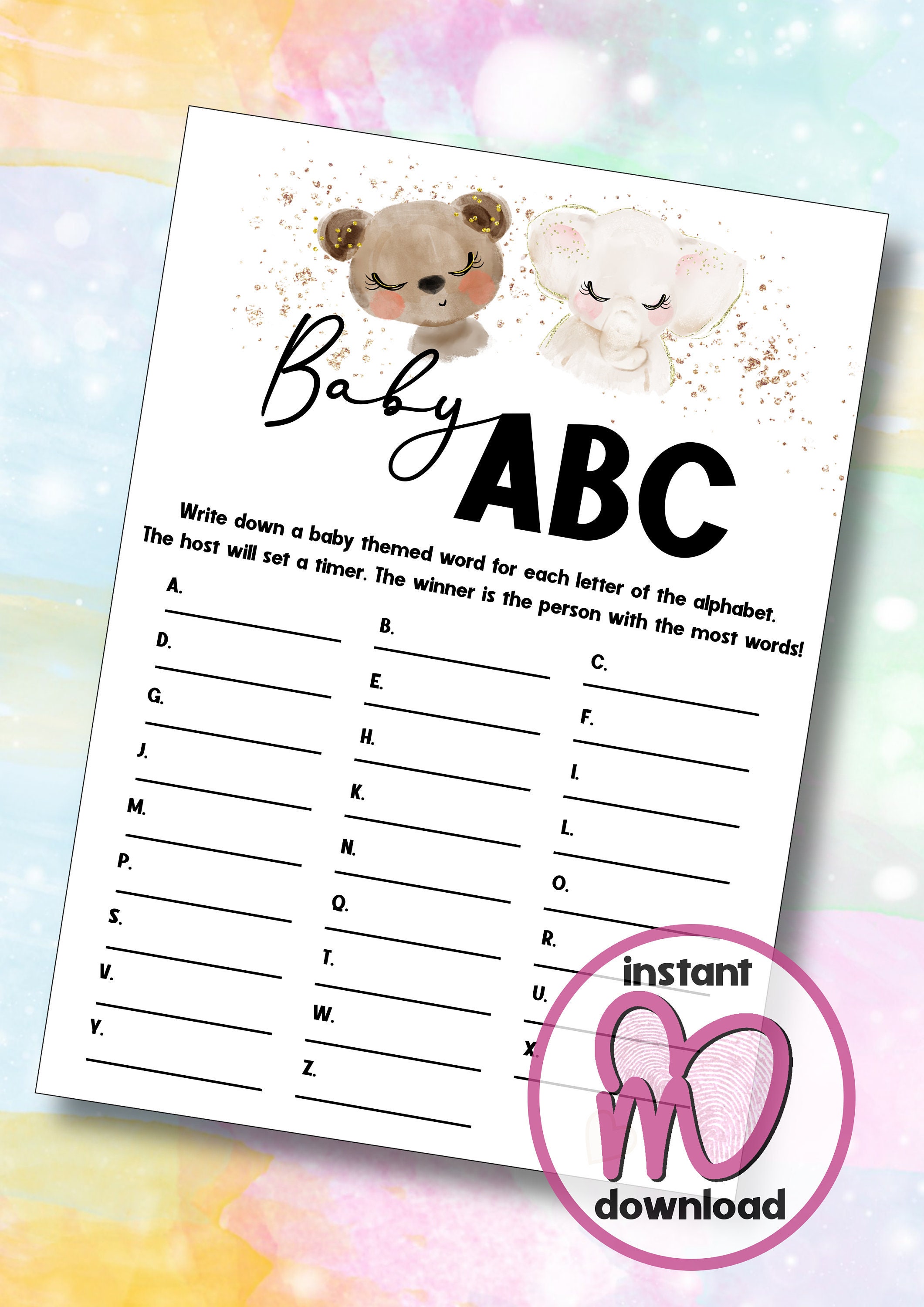 Baby Shower Baby ABC Alphabet Baby Sprinkle Baby ABC Etsy