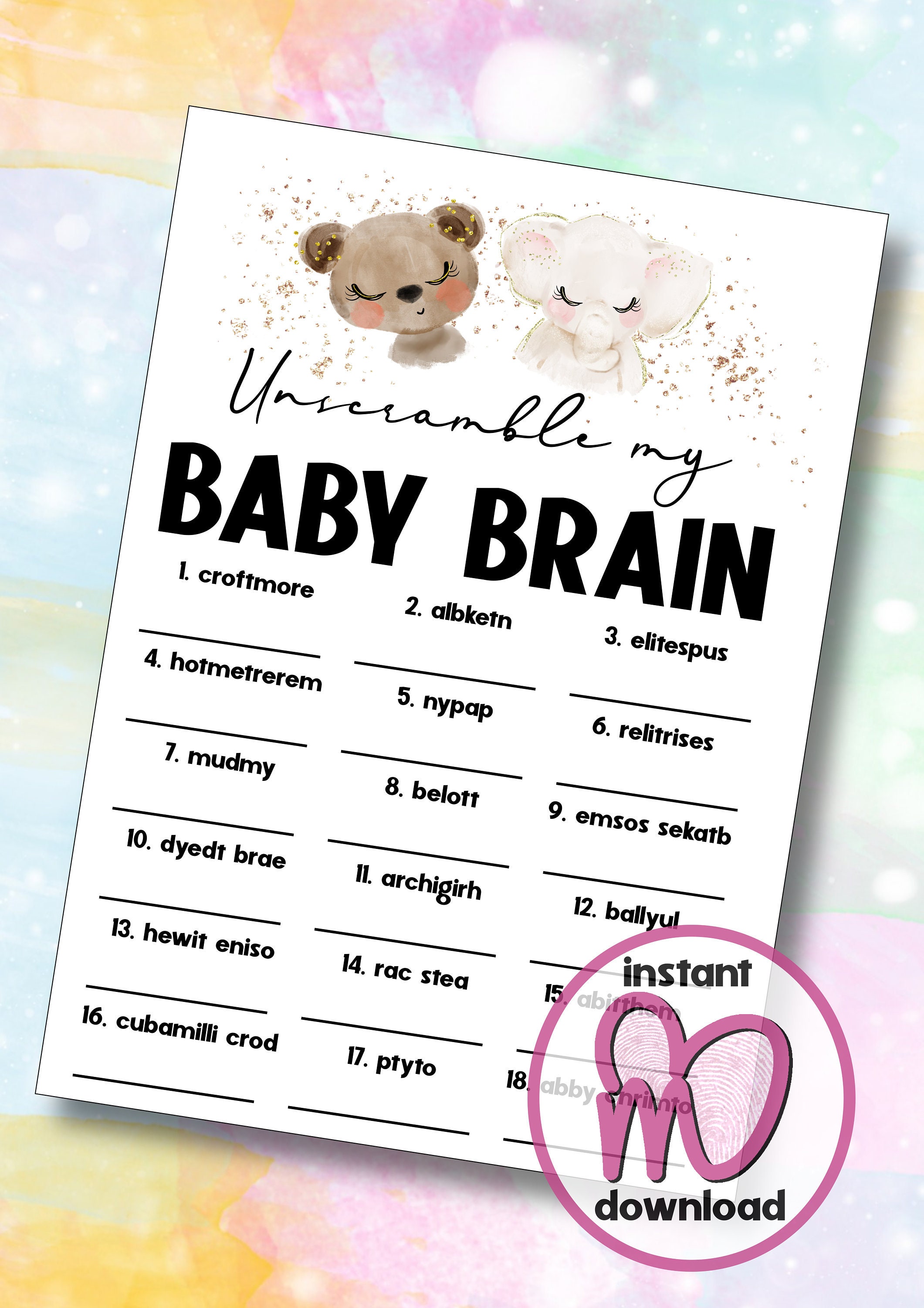 Baby Shower Anagrams Answers Included Baby Scramble Baby Etsy Baby Shower Anagrams Answers Included Baby Scramble Baby Etsy