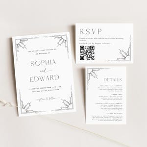 Art Deco Wedding Suite, Elegant Editable Invitations, Vintage Stationery, Great Gatsby Inspired Design, Minimalist Wedding Set #MLAD1