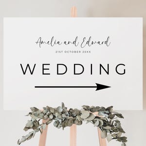 Minimalist Wedding Direction Sign with Arrow (Instant Download)