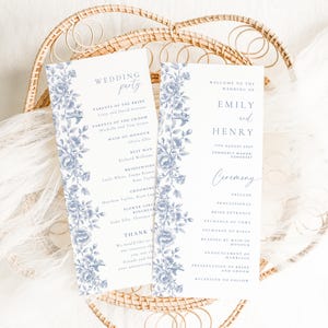 Soft Wildflower Wedding Program Template Double Sided, Floral Order Or Events Napkin Note, Thank You Napkin Note Digital Download, #MLDC1