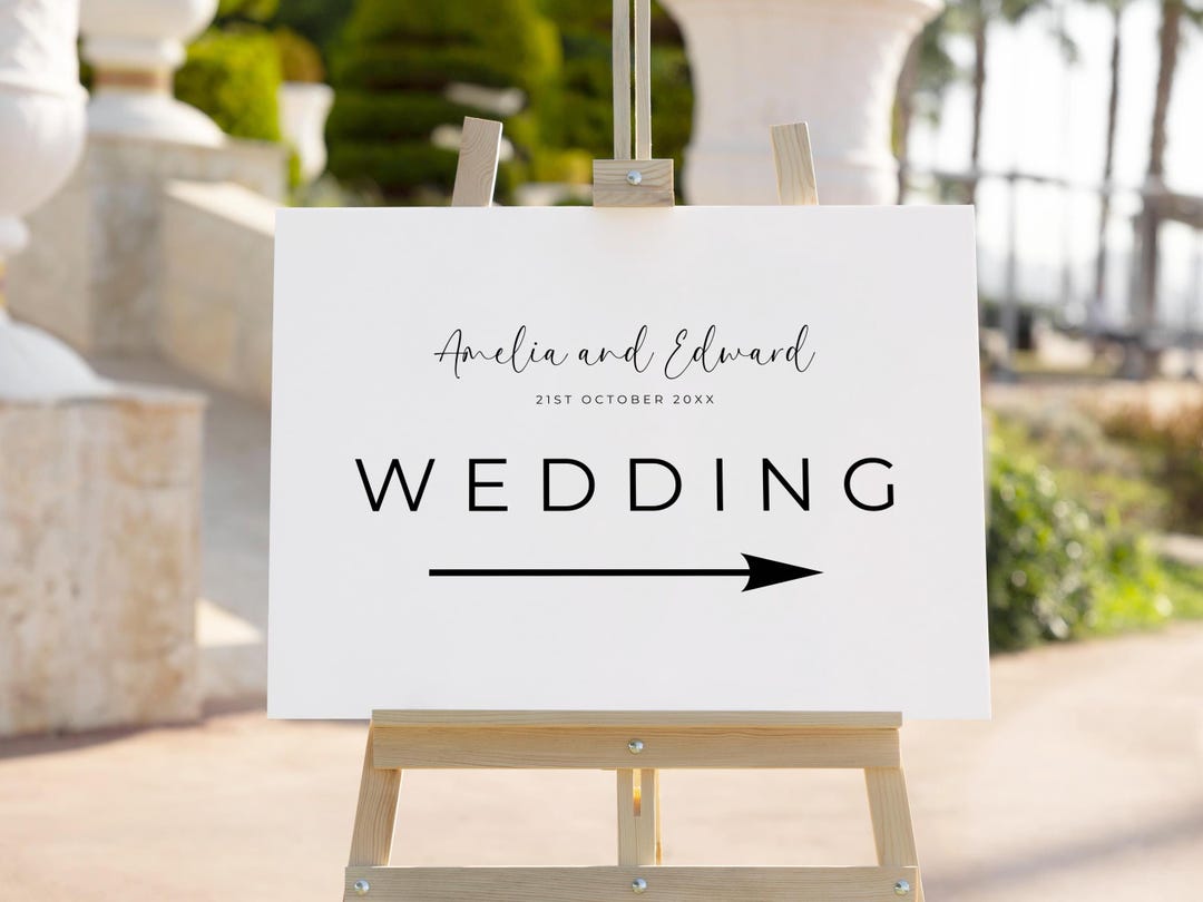 Editable Direction Sign Wedding Directional Sign Template, Printable Ceremony Arrow Sign ...