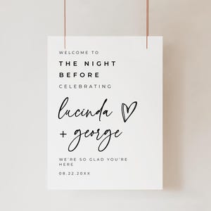 Rehearsal Dinner Welcome Sign: Editable Template (Digital Download, 18x24, 20x30, 24x36&quot;)