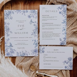 Blaue Hochzeitseinladung Toile Hochzeitseinladung: Elegante Chinoiserie (DIY Invite)