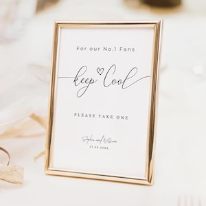Wedding Fan Sign, Wedding Fans Template, For Our Number One Fans, Minimalist Wedding Fan Sign, Modern Wedding Sign, Grab A Fan, ML43