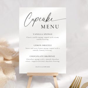 Minimalistische Hochzeit Zeichen Cupcake-Menü Moderne Dessertkarte Tisch Zeichen Instant Download Hochzeit Zeichen Hochzeit Stationäre Vorlage MLAC1
