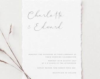 Formal Calligraphy Wedding Invitation Template, Elegant Wedding Invitation Downloadable, Minimalist Wedding Stationary Printable, CHARLOTTE