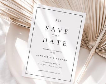 Save The Date Card Downloadable, Minimalist Wedding Announcement Canva Template, Modern Minimalist Wedding Stationary, MLAM