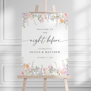 Wildflower Wedding Welcome Sign: Editable Rehearsal Dinner Template (Digital Download))