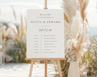 Wedding Timeline Welcome Sign Template, Minimalist Order of Events Large Sign, Order of the Day Poster Printable, Editable Template
