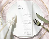 Modern Wedding Menu Template, Elegant Minimalist Napkin Note Printable, Wedding Reception Stationary Simple, Instant Download Decor #MLAC1
