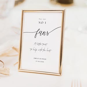 Wedding Fan Sign, Wedding Fans Template, For Our Number One Fans, Minimalist Wedding Fan Sign, Modern Wedding Sign, Grab A Fan, ML43