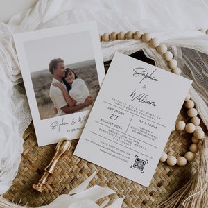 Wedding Invitation with Photo - Custom QR Code - Digital Download - Elegant Design - Perfect for Any Occasion - Modern Template - Editable