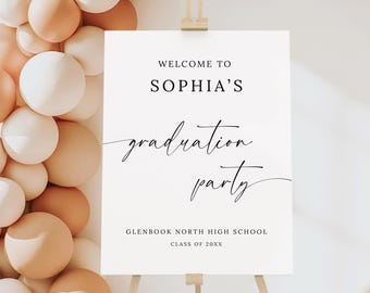 Minimalist Graduation Party Welcome Sign: Editable Template (Digital Download)