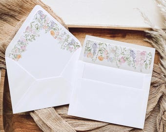 Wildflower Floral Envelope Liner, Wildflower Wedding Stationary, Printable Template for Weddings, DIY Design, Instant Download, MLDC