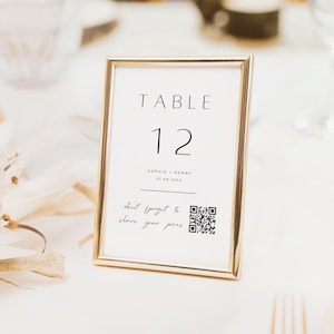 Teilen Sie Ihre Fotos Qr Code | Hochzeit Tischnummern Mit Qr Code | Canva Vorlage | Teile die Liebe | Teilen Sie Ihre Fotos Qr Code
