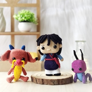 AMIGURUMI PATTERN Pack Warrior Princess + Dragon + Cricket Crochet Pattern | PDF Pattern Download in En/Es/Pt