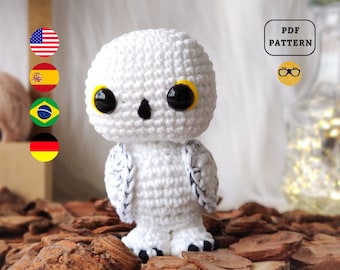 PATRÓN AMIGURUMI Búho Mago Patrón de Ganchillo / Descarga del Patrón PDF en Inglés/Alemán/Español/Portugués