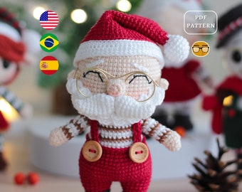 AMIGURUMI PATTERN Santa Claus Crochet Pattern for Doll + Tree Ornament | Christmas Crochet PATTERN | English Spanish Portuguese |