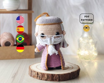WZÓR AMIGURUMI Wzór szydełkowy Old Wizard | Wzór w formacie PDF do pobrania w języku angielskim/niemieckim/hiszpańskim/portugalskim