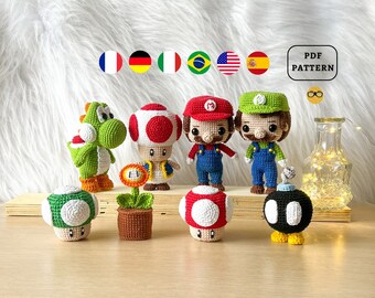 AMIGURUMI PATROON Super Mario Collection haakpatroon | Spelhaaktutorial voor nerds | En De Fr It Es Pt |