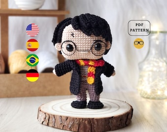 WZÓR AMIGURUMI Wzór szydełkowy Wizard Boy | Wzór w formacie PDF do pobrania w języku angielskim/niemieckim/hiszpańskim/portugalskim