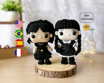 AMIGURUMI PATTERN Spooky Girls Pack Crochet Pattern (classic and Dance outfit) | PDF Pattern Download in Eng De Es Fr Pt