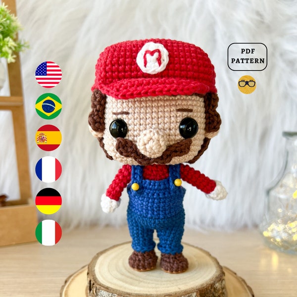 AMIGURUMI PATTERN Super Mario Crochet Pattern | Game Crochet Tutorial for Geeks | En De Fr It Es Pt |