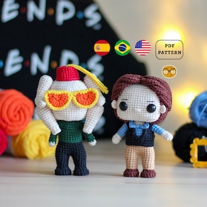 AMIGURUMI PATTERN Chandler & Monica from Friends | Crochet Pattern | DIY Handmade Dolls Tutorial in Pdf | English Spanish Portuguese |