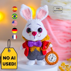 White Rabbit Crochet PATTERN, Alice in Wonderland Amigurumi | PDF | Eng Es Pt De Fr