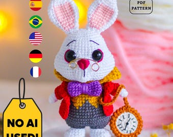White Rabbit Crochet PATTERN, Alice in Wonderland Amigurumi | PDF | Eng Es Pt De Fr