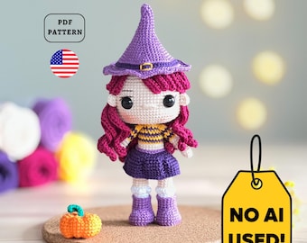 Witch Doll Crochet PATTERN, Halloween Amigurumi Witch | PDF