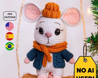 Christmas Mouse Crochet PATTERN, Winter Amigurumi Mouse | PDF | Eng Es Pt