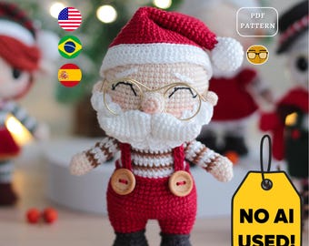 Santa Claus Crochet PATTERN, Christmas Doll + Tree Ornament | PDF | Eng Es Pt