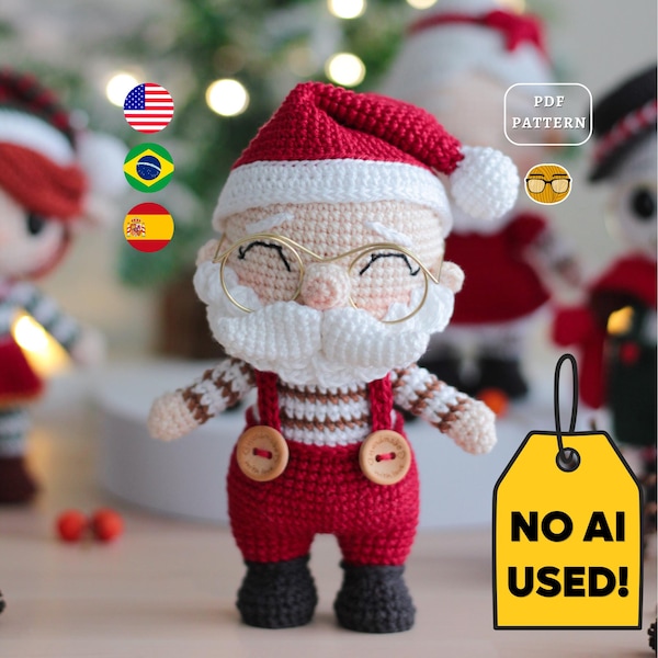 Santa Claus Crochet PATTERN, Christmas Doll + Tree Ornament | PDF | Eng Es Pt